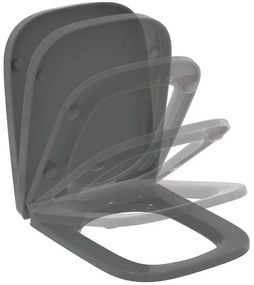 Copriwater i.life B rettangolare originale per serie sanitari IDEAL STANDARD con chiusura rallentata sganciabile in poliestere grigio lucido