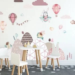 Adesivi da parete - Colline e palloncini rosa | Inspio