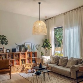 Immax 08263L - Lampadario a sospensione con filo PELO 1xE27/40W/230V diametro 50 cm rattan