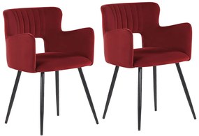 Set di 2 sedie da pranzo velluto rosso scuro e nero SANILAC Beliani