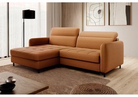 Divano angolare giallo allungabile/con contenitore (con penisola a sinistra/con chaise lounge) e rivestimento in velluto Gomsi – ELTAP