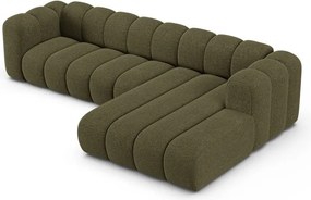 Divano angolare verde (con penisola a destra/con chaise lounge) con rivestimento in ciniglia Lupine – Micadoni