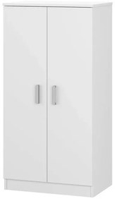 Mobile scarpiera H 108 cm bianco in legno con 2 ante e 6 ripiani
