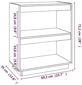 Libreria Nera 60x35x71 cm in Legno Massello di Pino