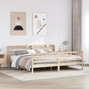 Giroletto Con Testiera 200x200 Cm İn Legno Massello Di Pino /