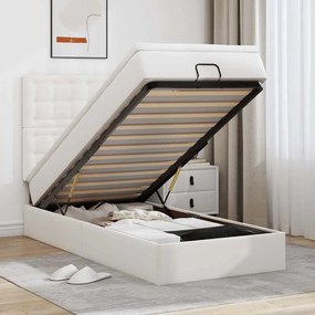 Letto Pouf Con Materasso Bianco 90x200 Cm Similpelle /