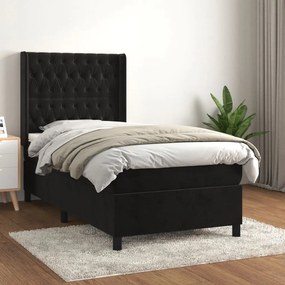 Giroletto A Molle Con Materasso Nero 100x200 Cm İn Velluto /