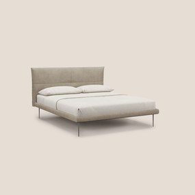 Akiko letto imbottito con piedi alti in metallo in tessuto impermeabile T02 beige