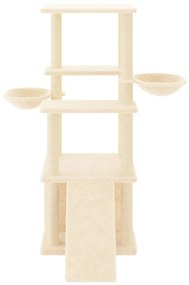 Albero per gatti con tiragraffi in sisal crema 133 cm