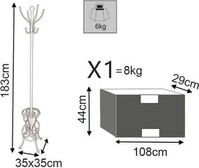 appendiabiti da terra con portaombrelli stile provenzale in ferro verniciato cm 35 x 183 h
