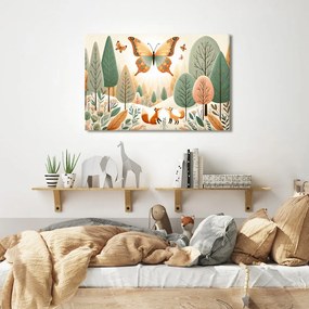 Quadro su tela – Volpi sotto una farfalla volante