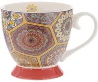 Tazza tè decoro mandala rossa in New Bone China, 450 ml