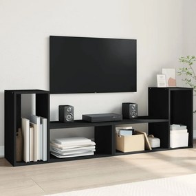 Mobili Porta Tv 2 Pz Neri 75x30x50 Cm İn Legno Multistrato /