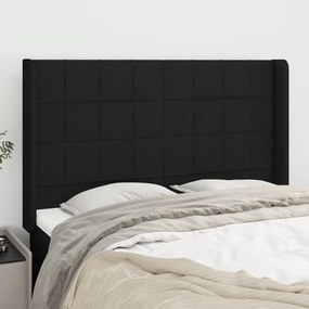 Testiera Ad Orecchio Nera 147x16x118/128 Cm İn Tessuto /