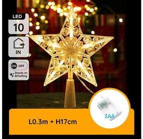 Aigostar - Decorazione natalizia a LED a forma di stella, 10xLED/3xAA, bianco caldo