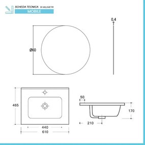 Mobile bagno a terra 60 cm rovere bali con specchio e lavabo Gaya