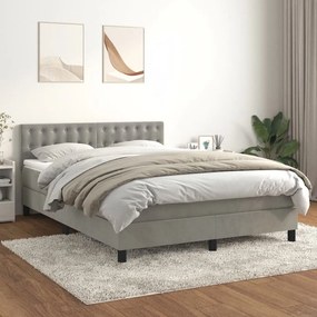Giroletto A Molle Con Materasso Grigio Chiaro 140x190cm Velluto /