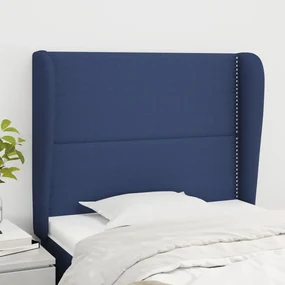 Testiera ad orecchio blu 103x23x118/128 cm in tessuto