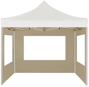 Gazebo Professionale Pieghevole Alluminio con Pareti 2x2m Crema