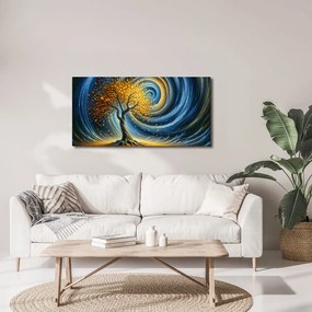 Quadro su tela – Vortice magico con foglie dorate