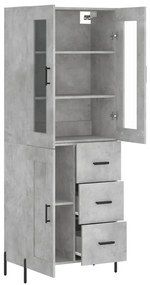 Credenza Grigio Cemento 69,5x34x180 cm in Legno Multistrato