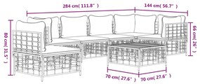 Set Divani da Giardino 7 pz con Cuscini Antracite in Polyrattan