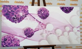 Stampa su tela – Fiori con elementi astratti