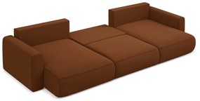 Divano angolare color terracotta allungabile/con contenitore (a U) con rivestimento in velluto Kapua – Makamii