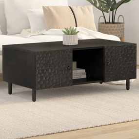 Tavolino Da Salotto Nero 100x54x40cm İn Legno Massello Di Mango /