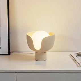 Lampada da tavolo Lindby Fiora, beige, vetro, metallo, Ø 20 cm