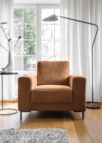 Poltrona in velluto a coste arancio-marrone Lofty Lilly - Miuform