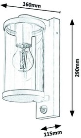 Rabalux - Applique da esterno con sensore 1xE27/60W/230V IP44