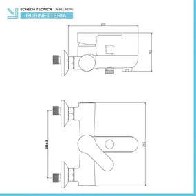 Miscelatore vasca cromato con duplex e kit doccia serie Paco