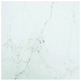 Piano Tavolo Bianco 50x50 Cm 6 Mm Vetro Temperato Design Marmo /
