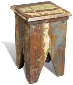 Sgabello İn Legno Massello Di Recupero /