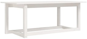 Tavolino da salotto bianco 110x55x45 cm legno massello di pino