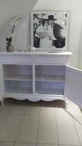 Credenza classica gamba curva in legno bianco opaco