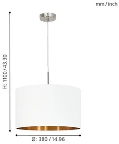 Eglo 95044 - Lampadario PASTERI 1xE27/60W/230V