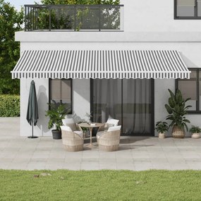 Tenda Sole Retrattile Automatica 600x350 Cm Antracite E Bianco /