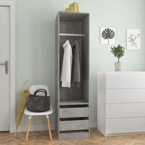 Armadio Cassetti Grigio Cemento 50x50x200 Cm Legno Multistrato /