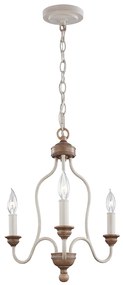 Lampadario Classico Hartsville Acciaio Gesso Legno Marrone 3 Luci E14