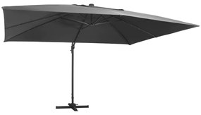 Ombrellone A Sbalzo Con Led Palo Alluminio 400x300 Cm Antracite /
