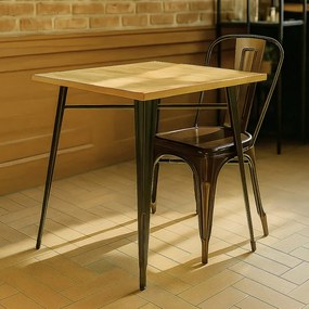 Tavolo Torix Quadrato Legno Naturale 80 cm - Nero