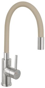 FERRO - Rubinetto per lavello con braccio flessible acciaio inossidabile/beige