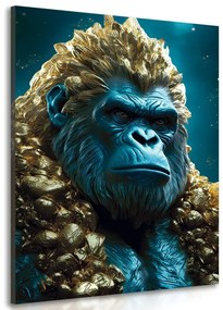 Stampa su tela – Gorilla blu-oro