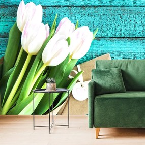 Carta da parati – Bouquet di tulipani con un messaggio