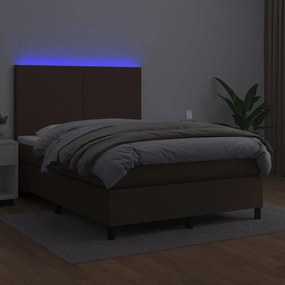 Giroletto Molle con Materasso e LED Marrone 140x200 cm