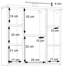Mobile da bagno sospeso con specchio VENOM, antracite/marrone