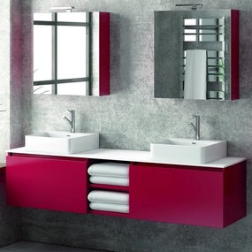 Kamalu - Composizione bagno 175cm sospesa, composta da mobile, due specchi e 2 pensili SP-175B