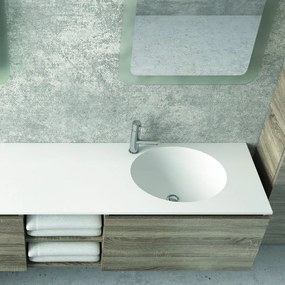 Kamalu - Composizione bagno 175cm, composta da mobile con lavabo doppio, due specchi led e colonna SP-175C